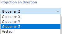 Sélection de la direction de projection