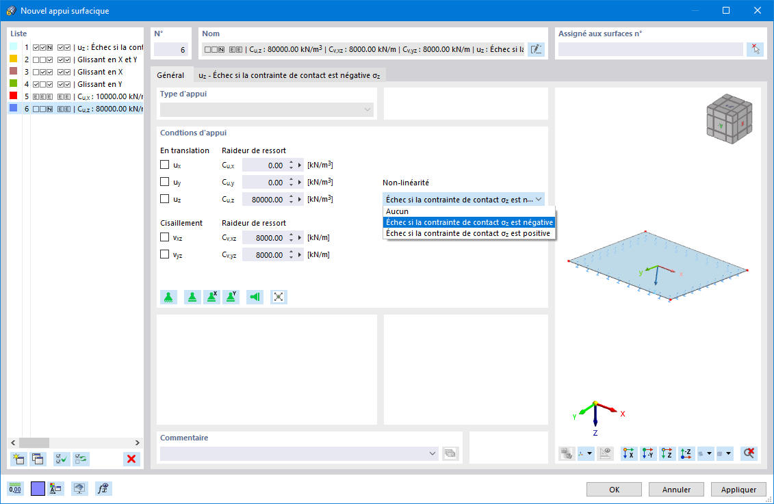 Boîte de dialogue « Nouvel appui surfacique »
