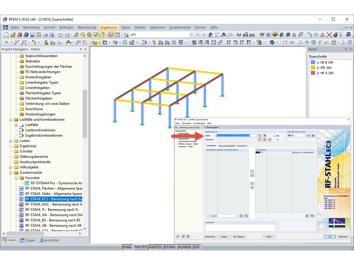 FAQ 005055 | Je ne souhaite pas calculer de section dans le module additionnel RF-/STEEL EC3. Puis-je supprimer rapidement cette section de la sélection ?