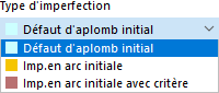 Sélection du type d'imperfection