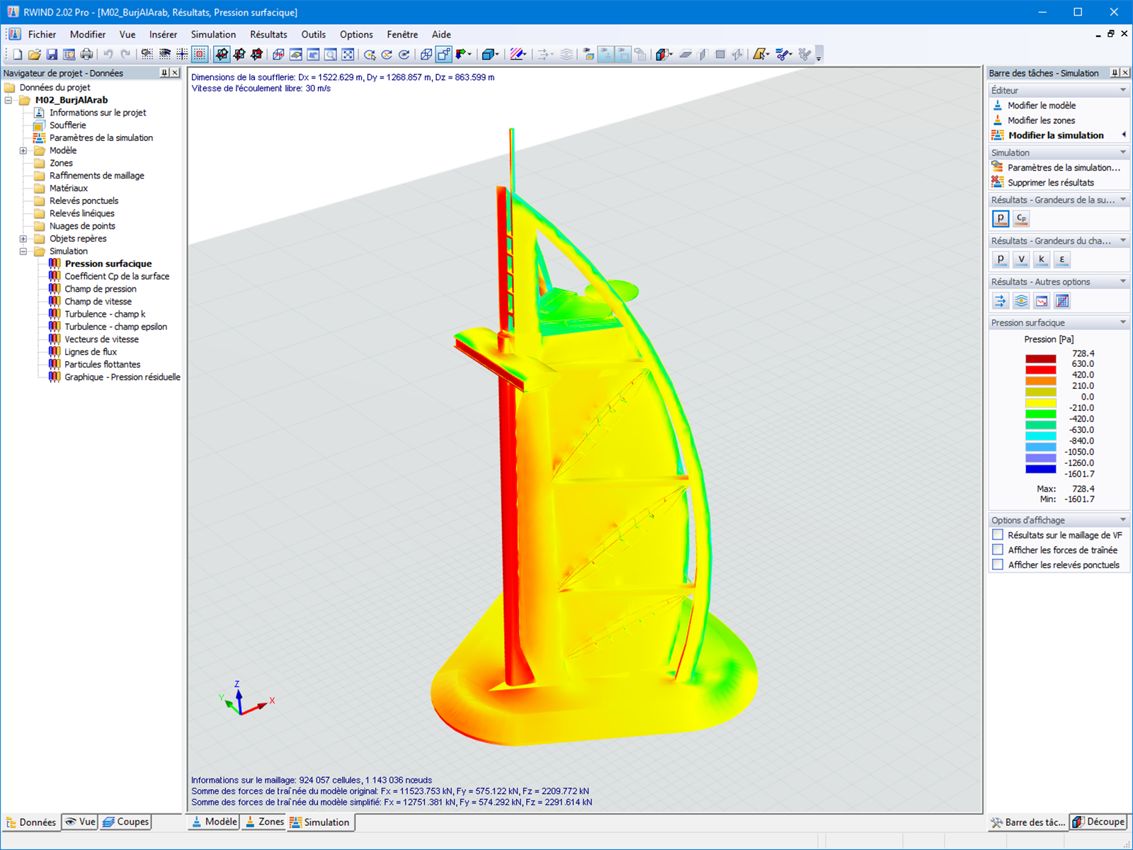 Pressions de surface dans RWIND pour le transfert vers RFEM