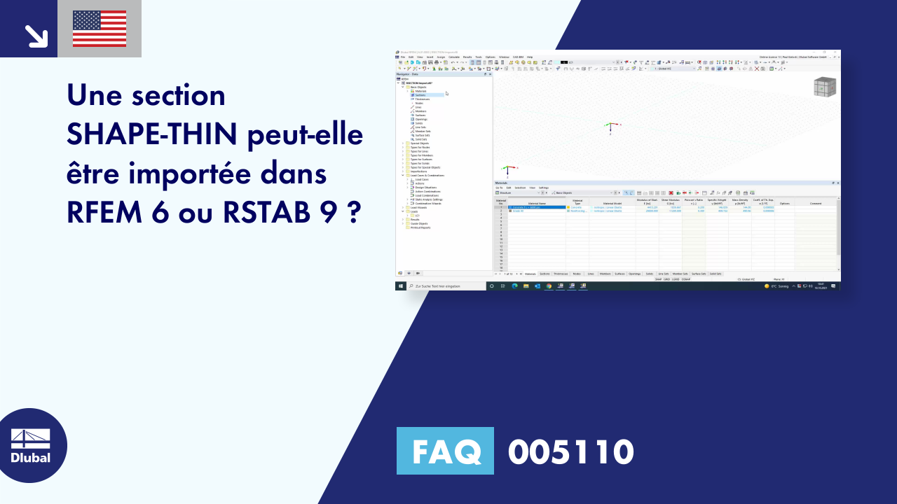 FAQ 005110 | Une section SHAPE-THIN peut-elle être importée dans RFEM 6 ou RSTAB 9 ?