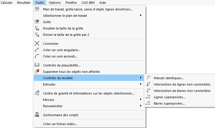 Appel des fonctions de contrôle du modèle