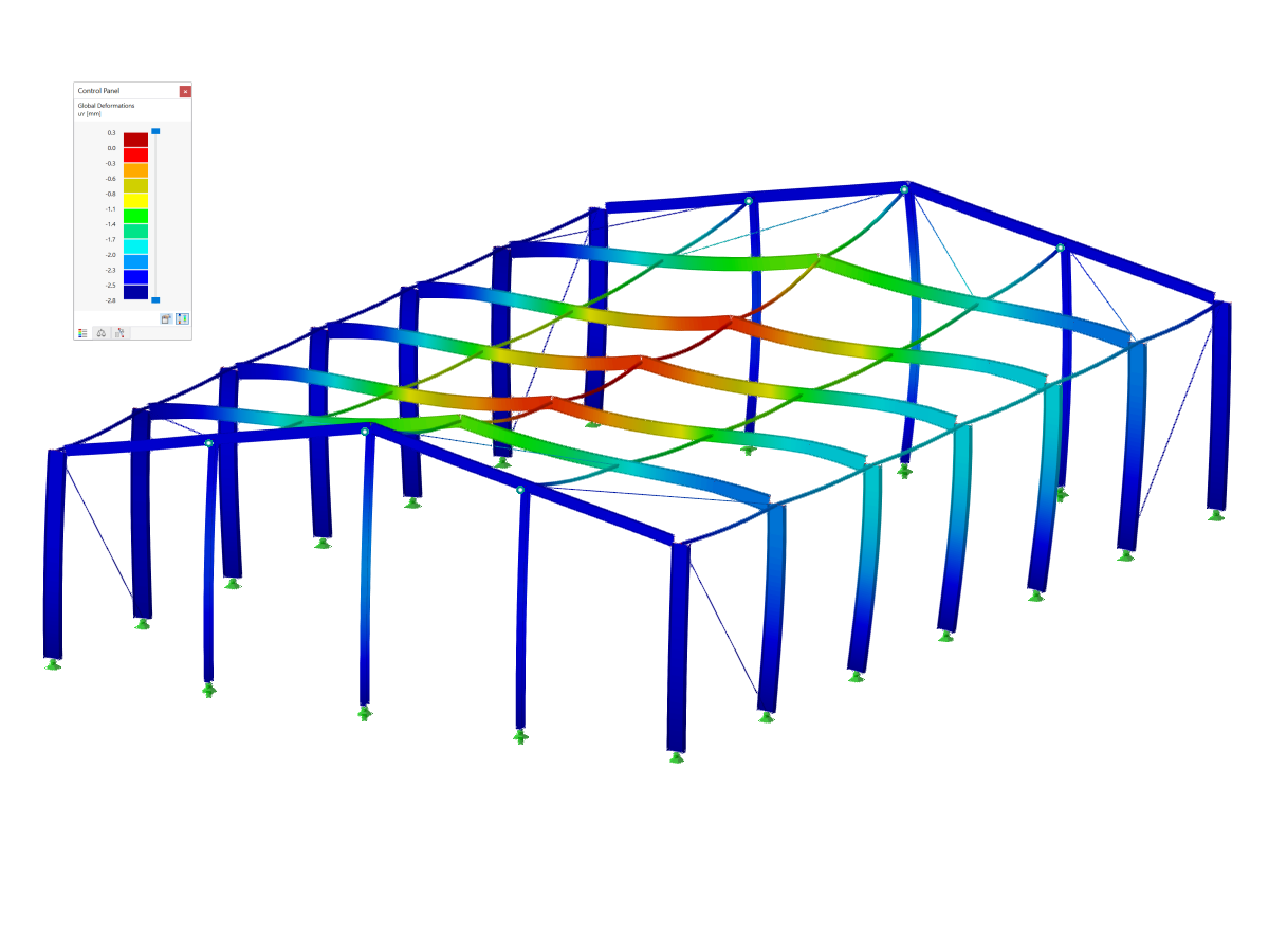 Calcul de structure résultant d'une halle en acier