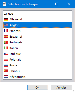 Sélection de la langue du rapport d'impression