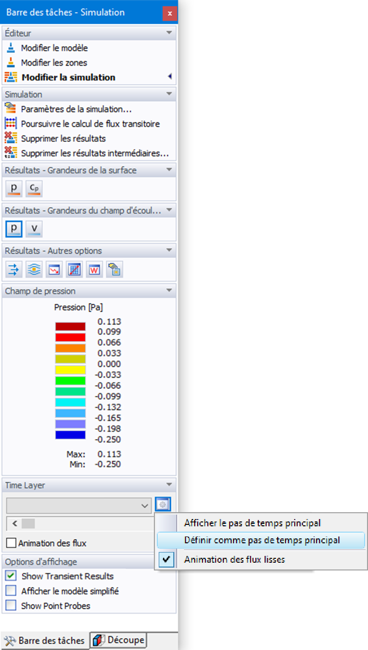 Option « Modifier l'objet », Couche temporelle principale