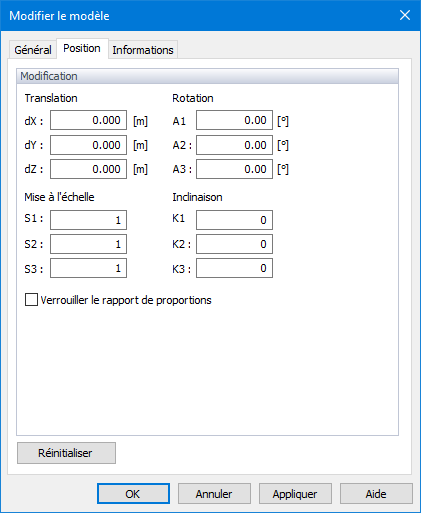 Modifier le modèle, onglet « Position »