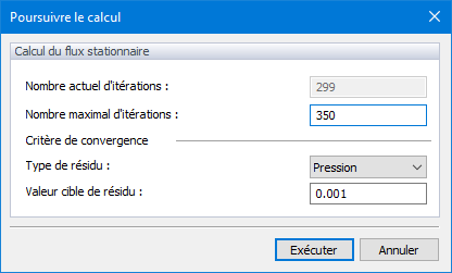 Continuer le calcul, Flux stationnaire