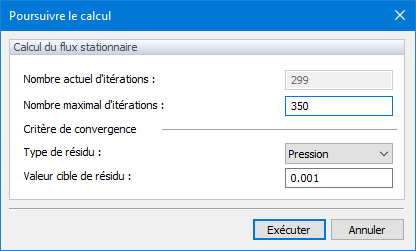 Poursuivre le calcul, Flux stationnaire