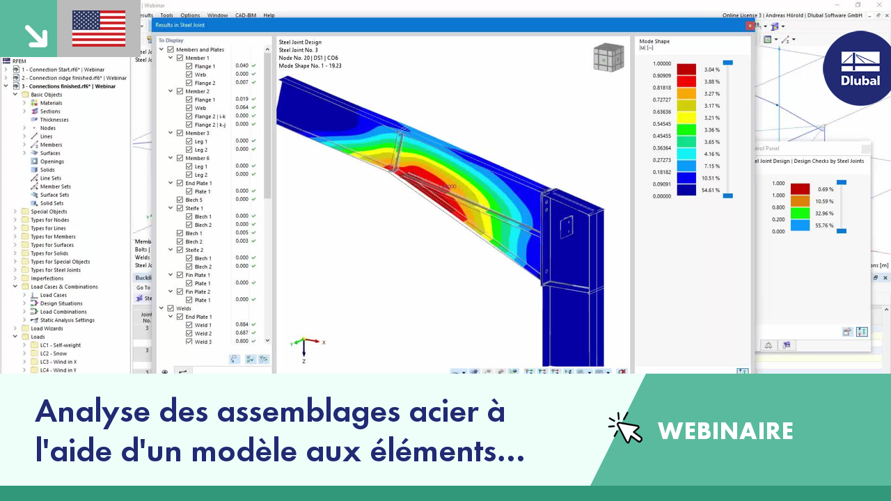 Analyse des assemblages acier à l'aide d'un modèle aux éléments finis dans RFEM 6