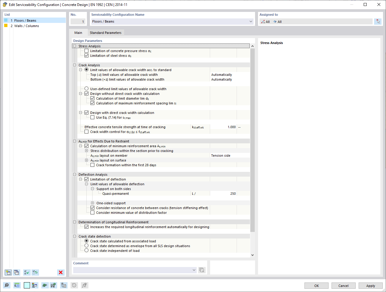 Modification de la configuration pour l'ELS - Général