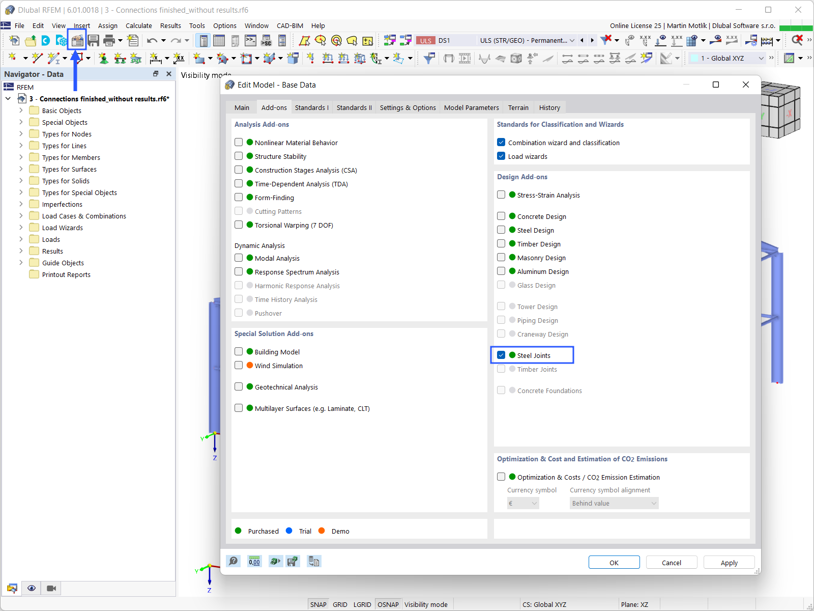 Activation du module complémentaire dans RFEM 6