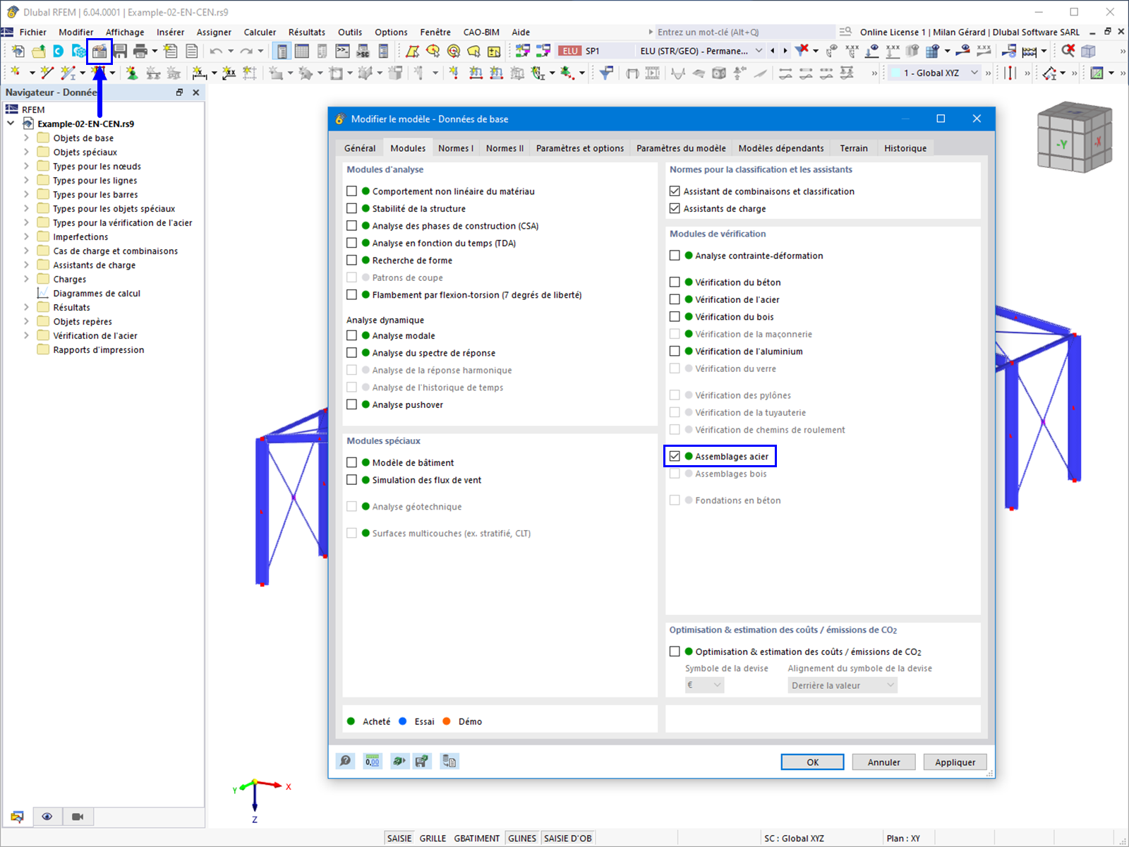 Activation du module complémentaire dans RFEM 6