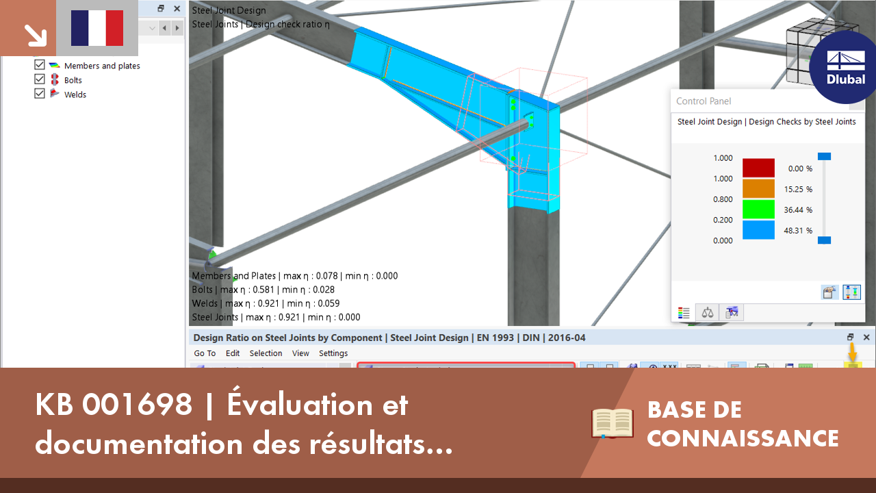 KB 001698 | Évaluation et documentation des résultats d’analyse des assemblages en acier dans RFEM 6