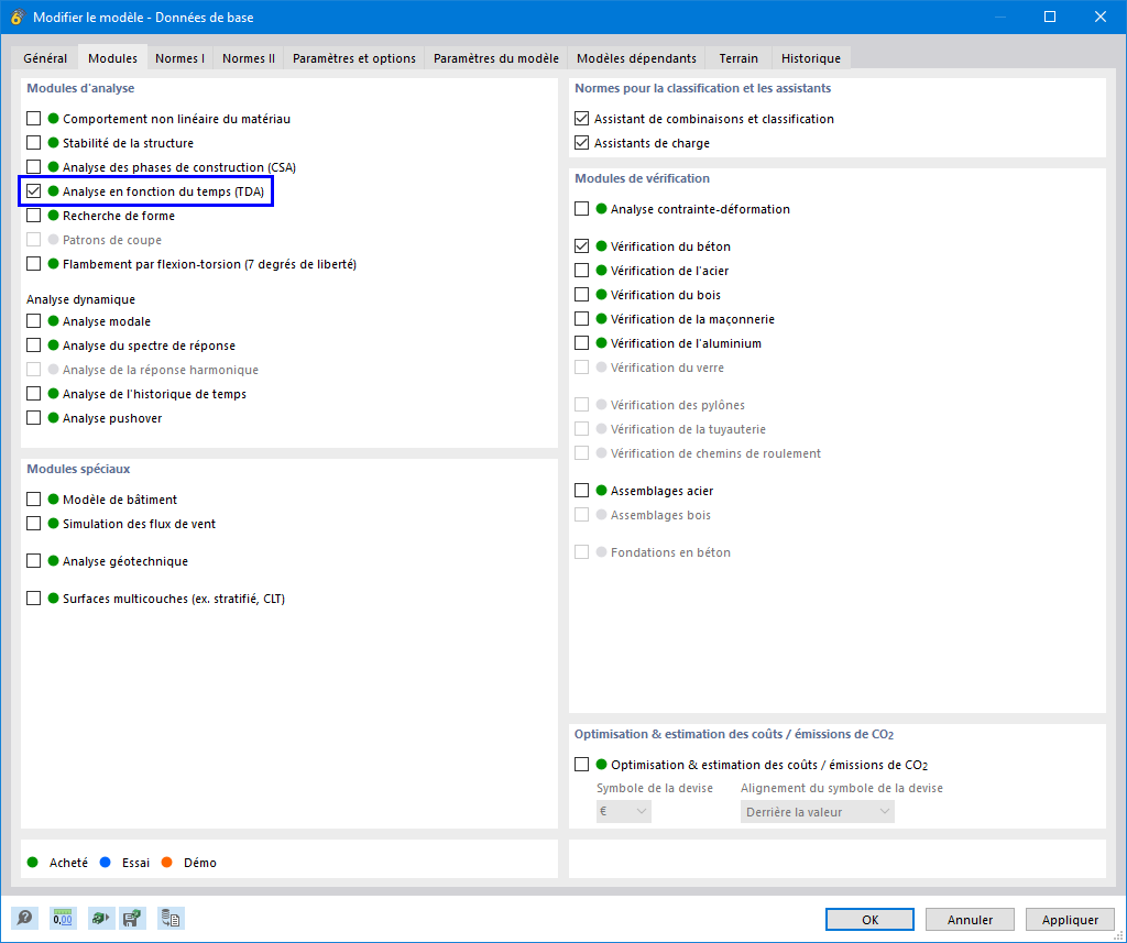 Module complémentaire Analyse en fonction du temps (TDA)