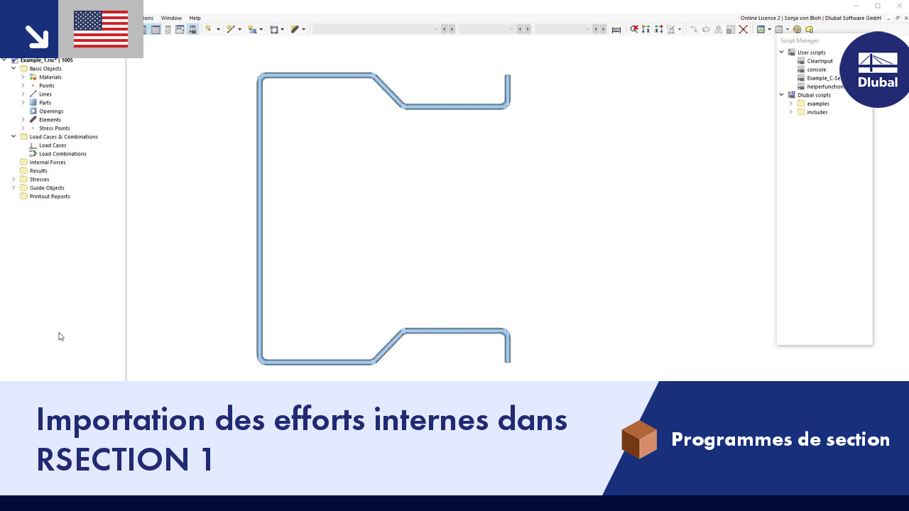 Importation des efforts internes dans RSECTION 1