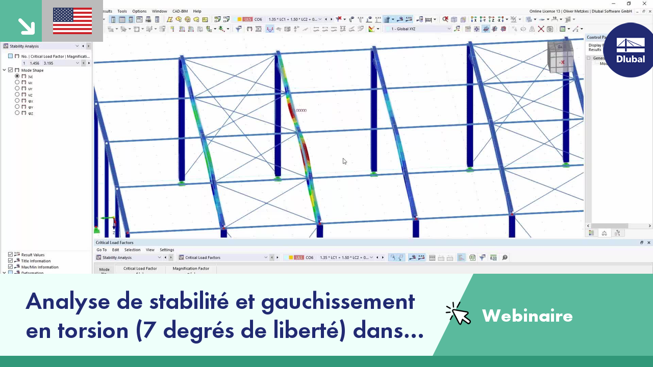 Analyse de stabilité et Flambement par flexion-torsion (7 degrés de liberté) dans RFEM 6