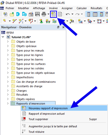 Création d'un nouveau rapport d'impression