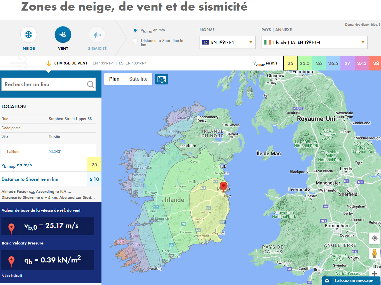 Détermination de la vitesse du vent avec l'outil Geo-Zone de Dlubal