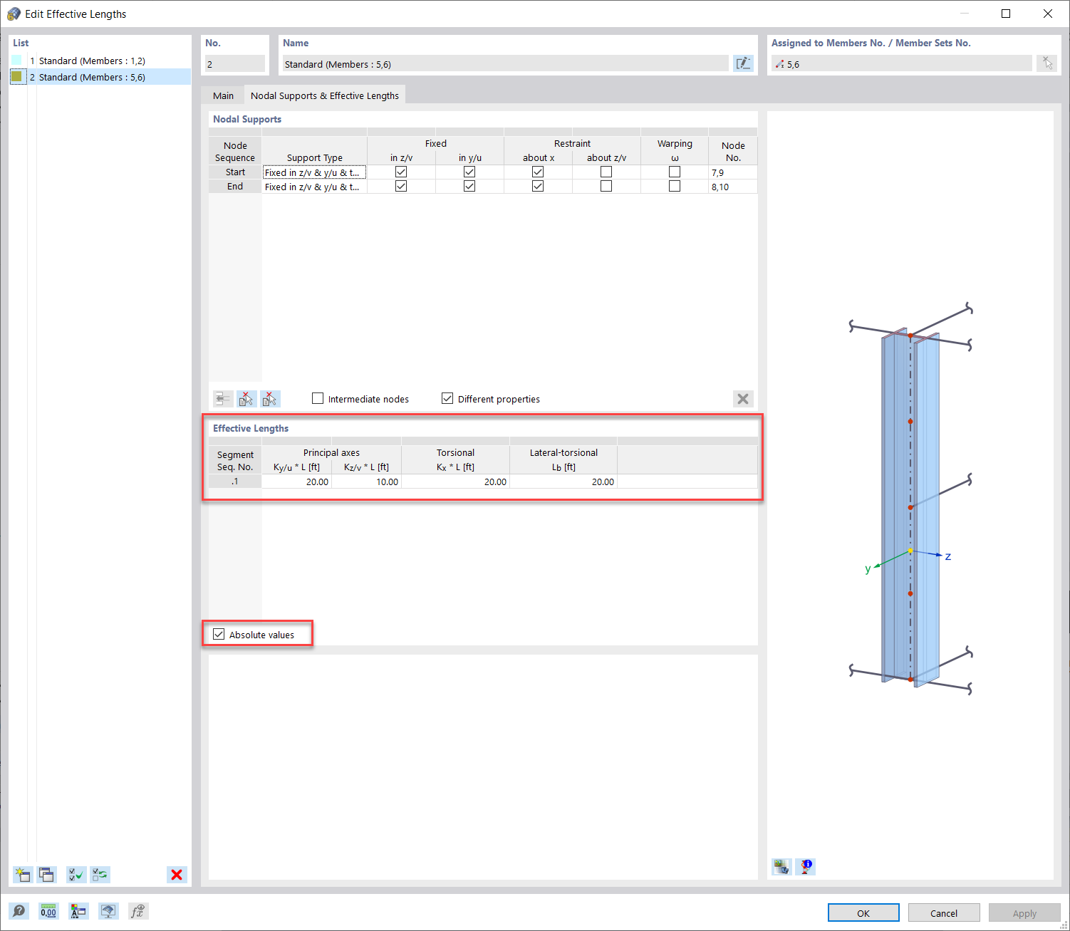 FAQ 005240 | Comment définir les longueurs efficaces lors de la vérification de l'acier dans RFEM 6 ?