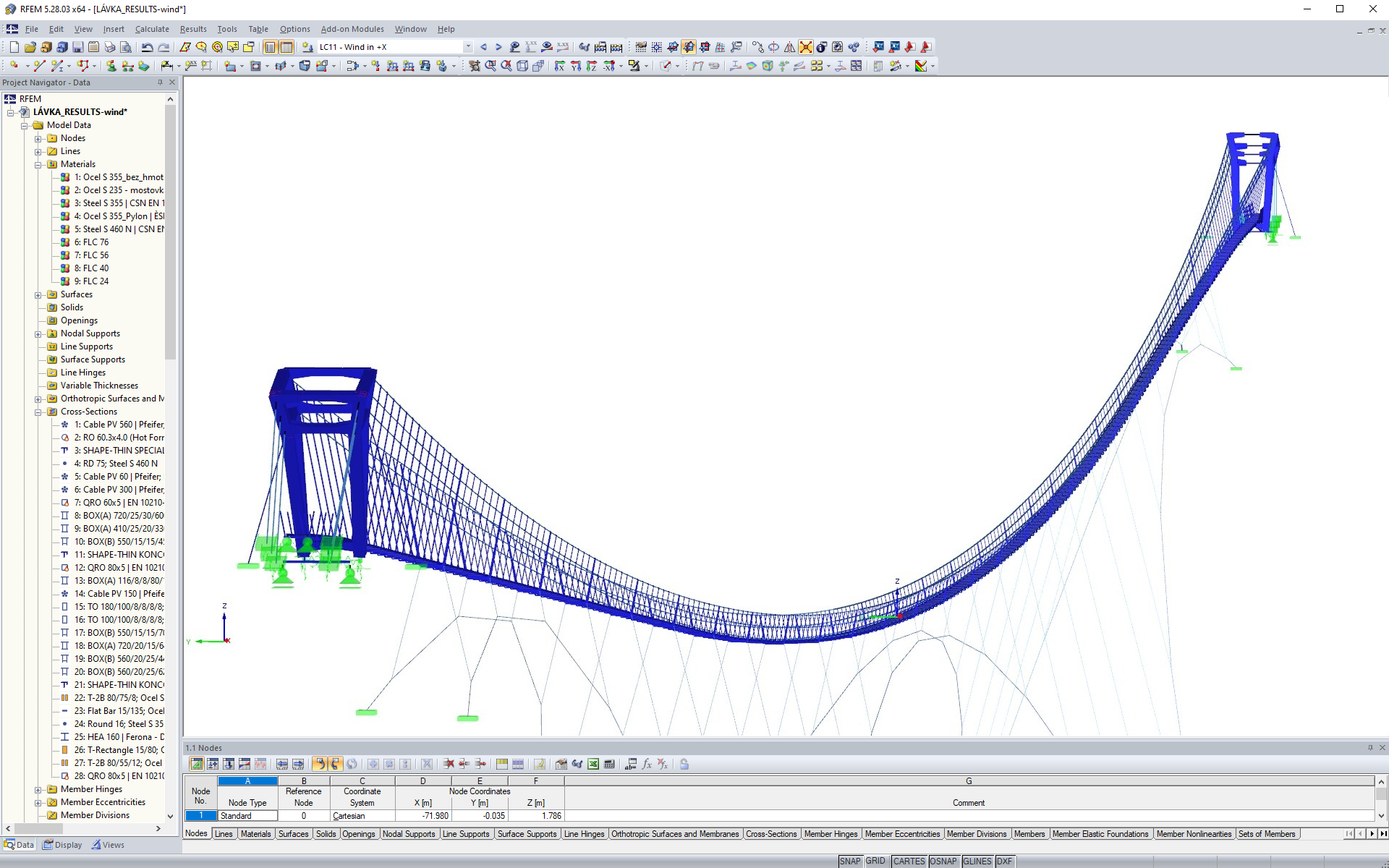 CP 001237 | Modèle barre 3D de la passerelle dans RFEM 5