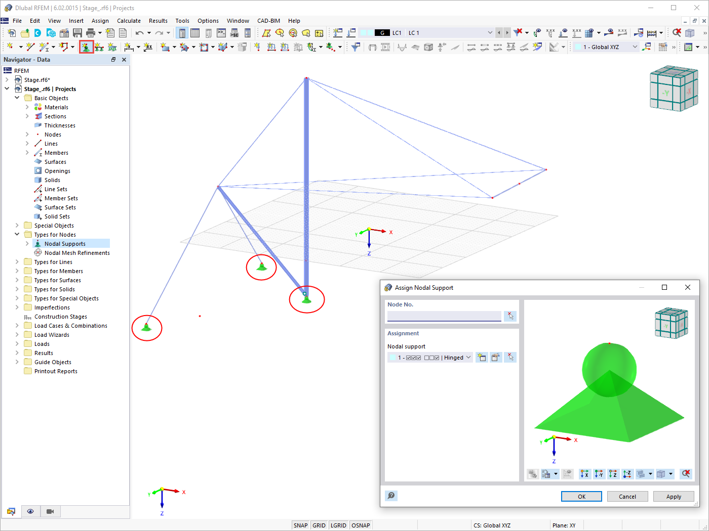 Affectation de support nodal