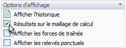 Options d'affichage, résultats sur le maillage de calcul