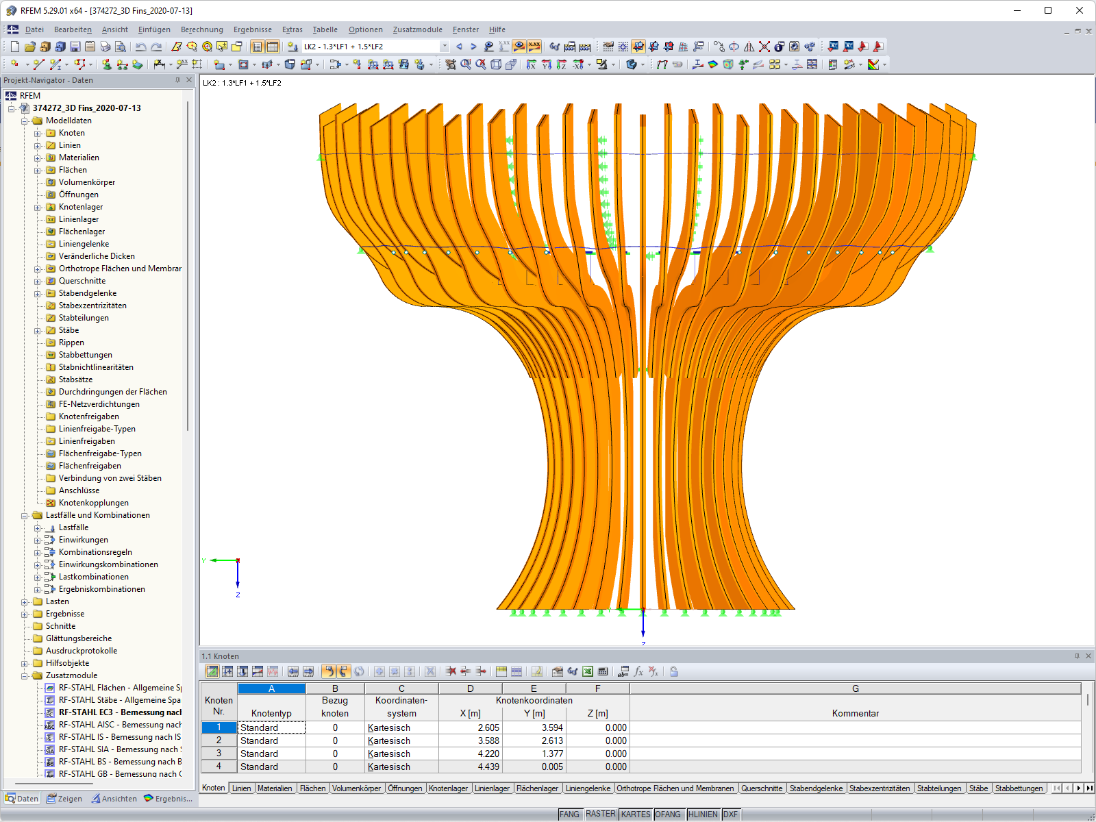 Modèle 3D de l'arbre du pavillon de l'Azerbaïdjan dans RFEM (© Rubner)