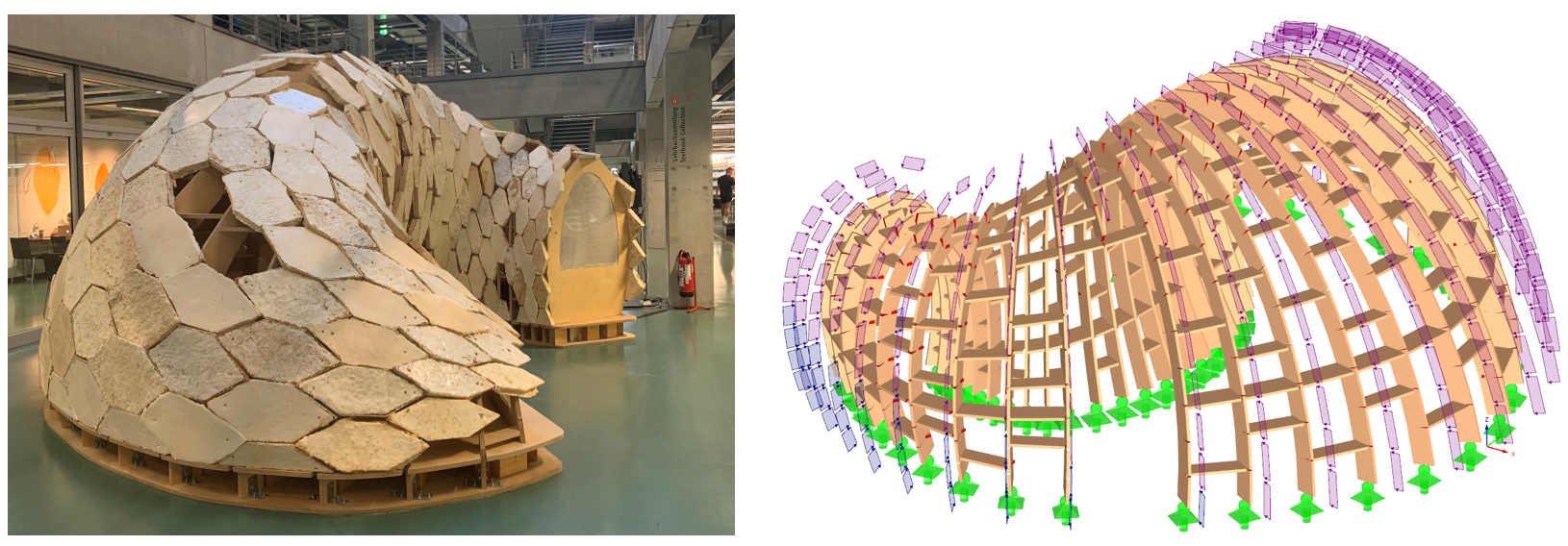 My-Co Pavilion et modèle RFEM avec charges de vent appliquées @ Universität der Künste Berlin (© Diego APELLÁNIZ)