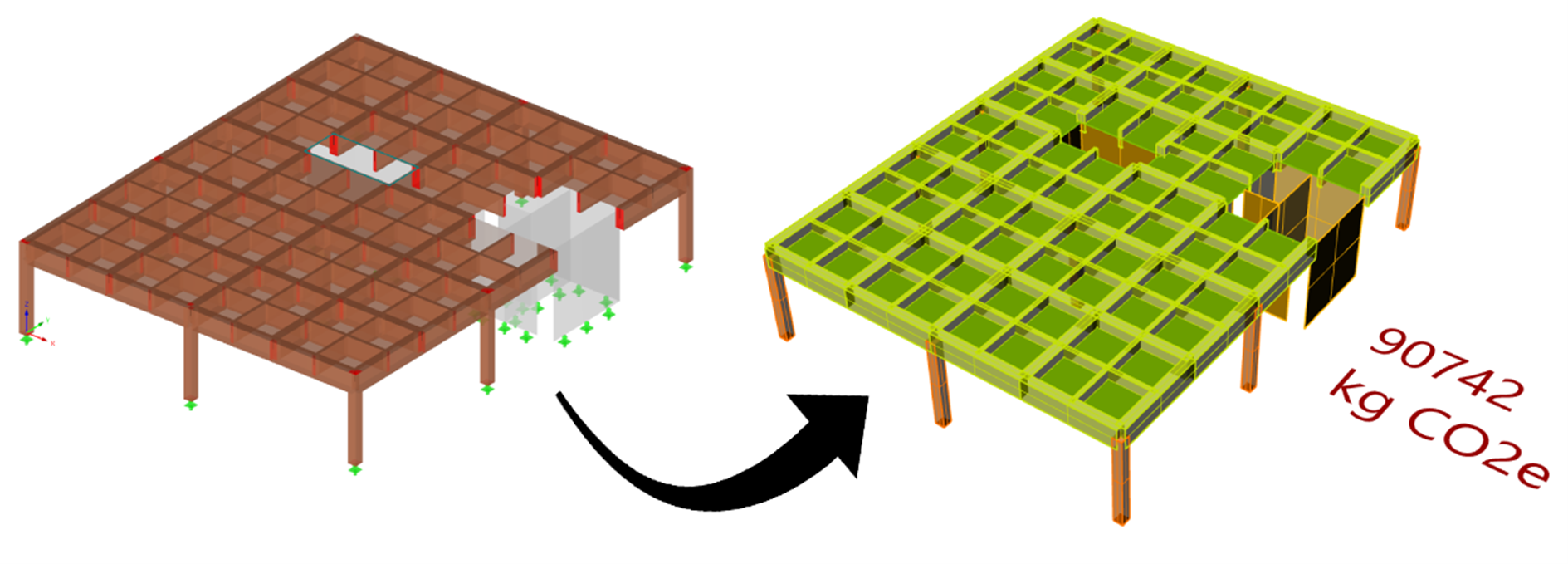 Analyse d'impact environnemental en temps réel à partir d'un modèle de calcul de structure avec la boîte à outils aux éléments finis paramétrique et le plugin Grasshopper de One Click LCA. Immeuble de bureaux à Berlin @ Bollinger+Grohmann (© Diego APELLÁNIZ)