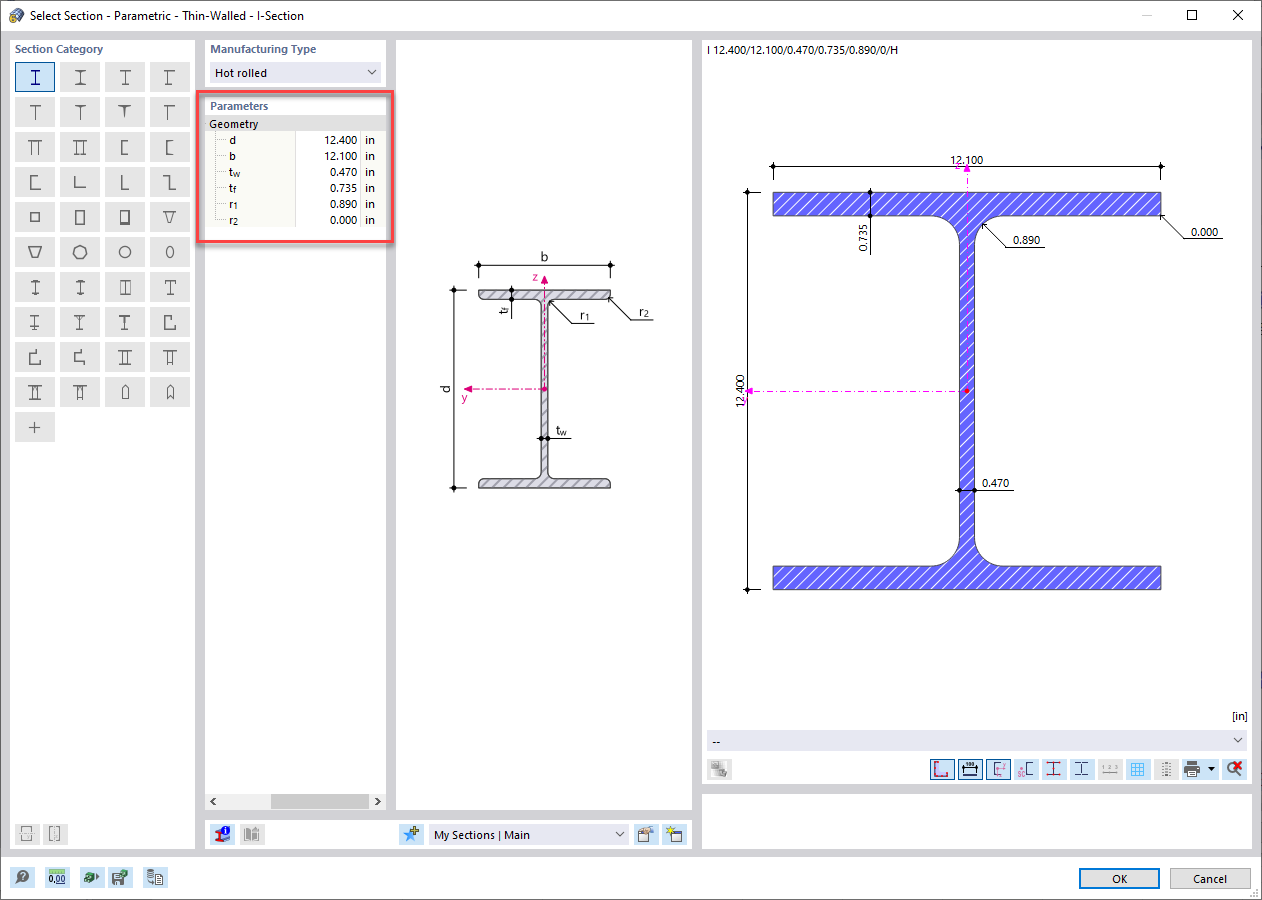 FAQ 005311 | Comment modifier les paramètres d'une section existante dans la bibliothèque de RFEM 6/RSTAB 9 ?