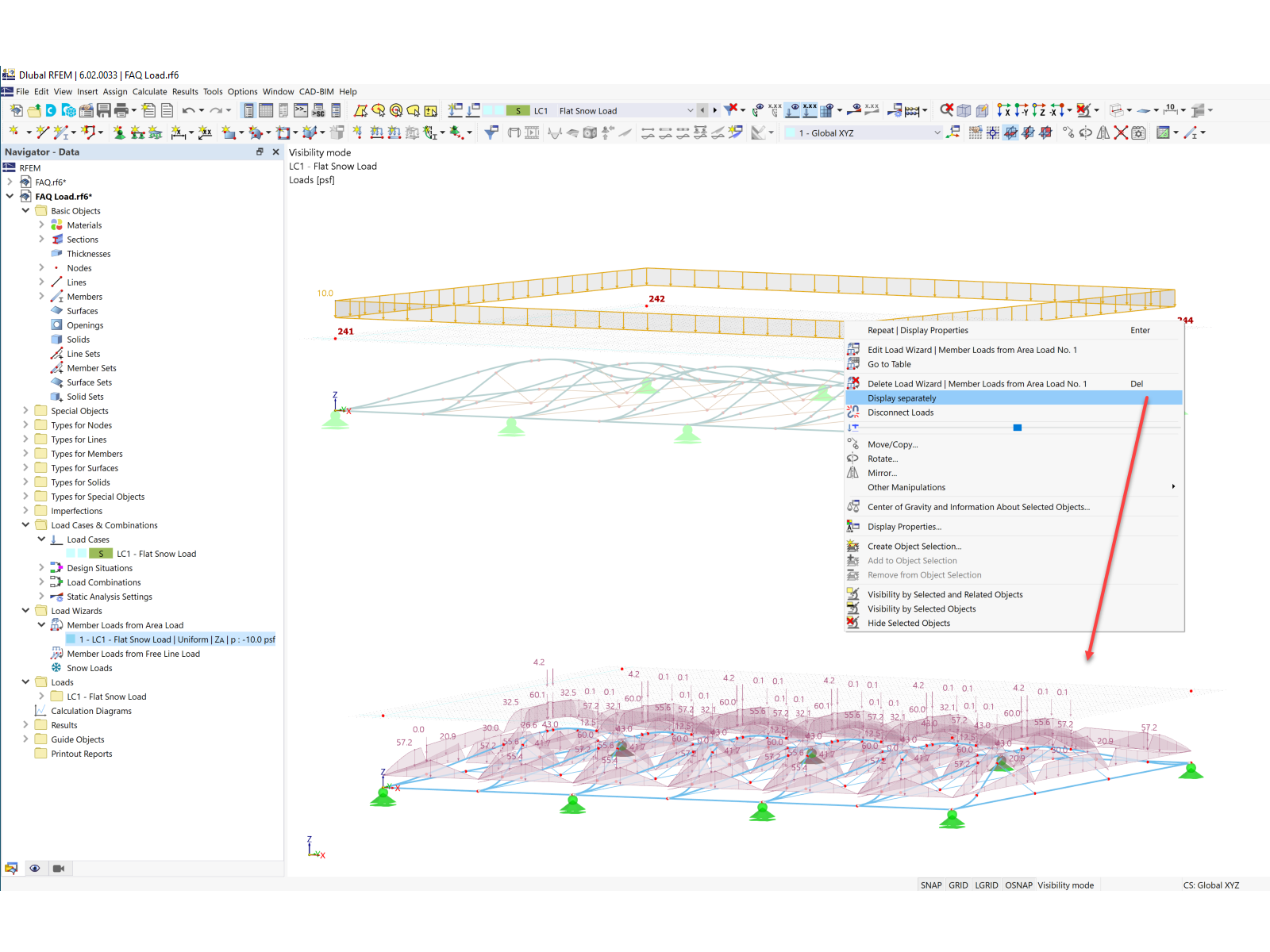 FAQ 005321 | Comment appliquer une charge sur des barres non coplanaires dans RFEM 6 ?