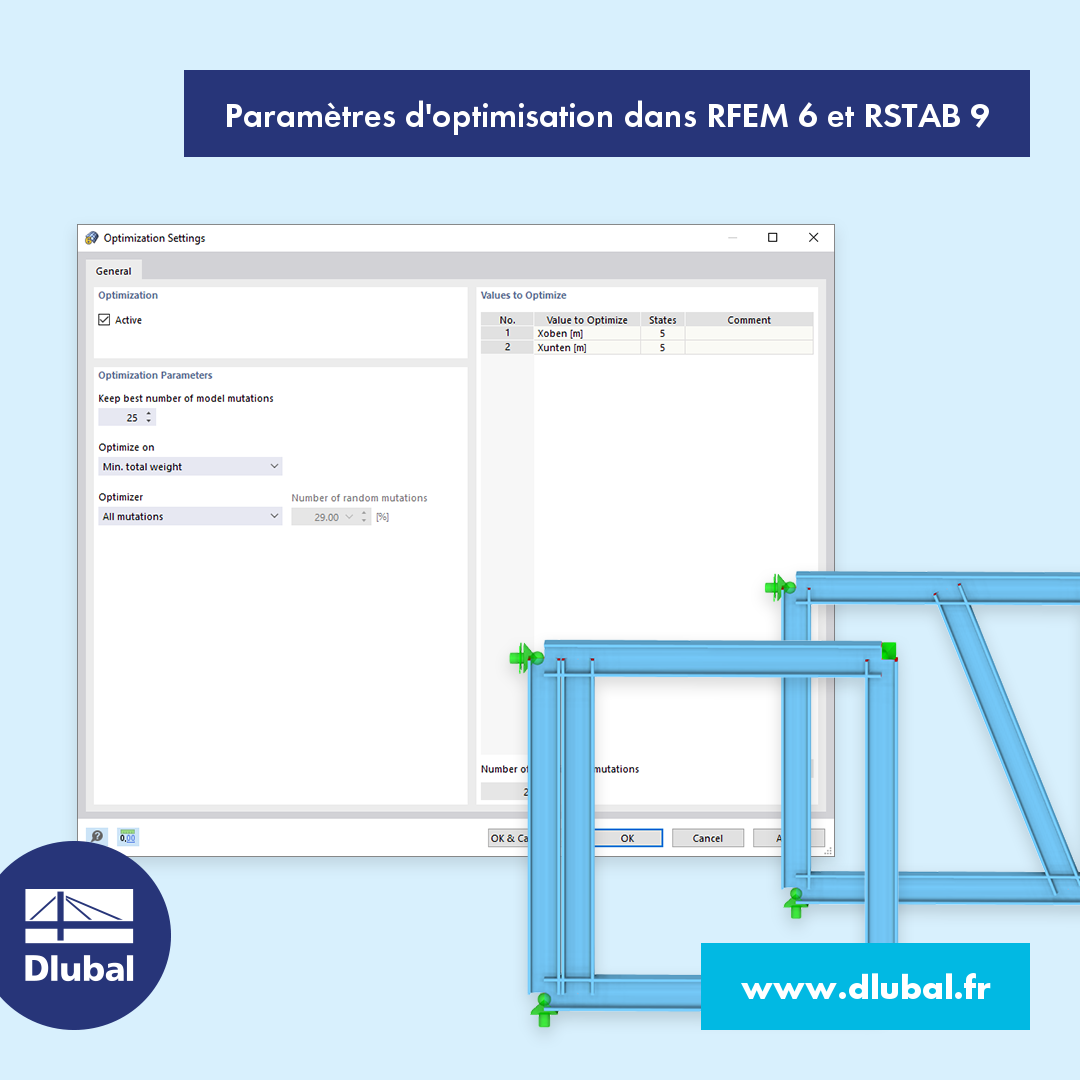 Paramètres d'optimisation dans RFEM 6 et RSTAB 9