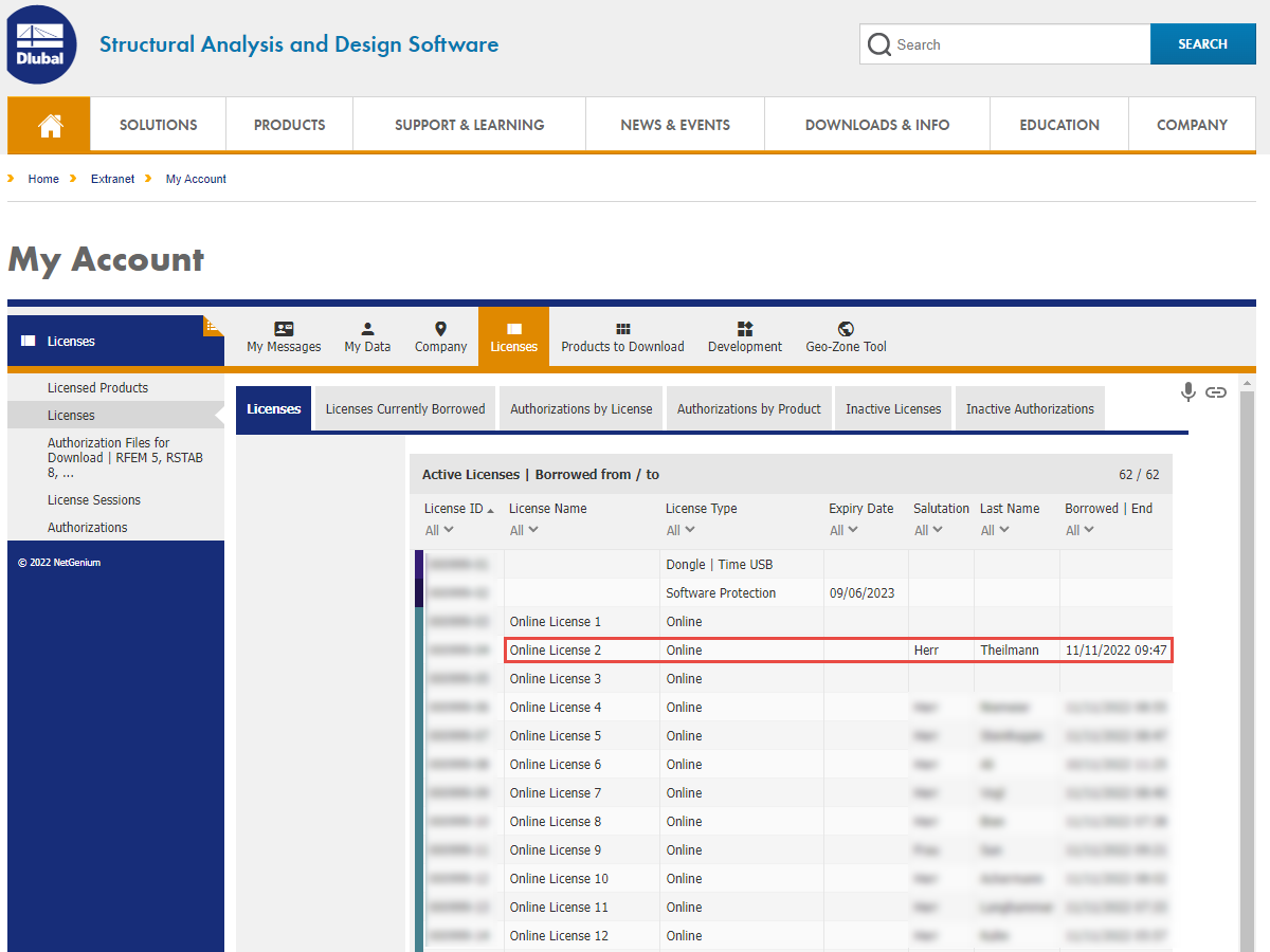 FAQ 005328 | J'ai fermé RFEM 6, mais je vois toujours une session active dans mon compte Dlubal. De plus, cette licence peut actuellement être utilisée par k