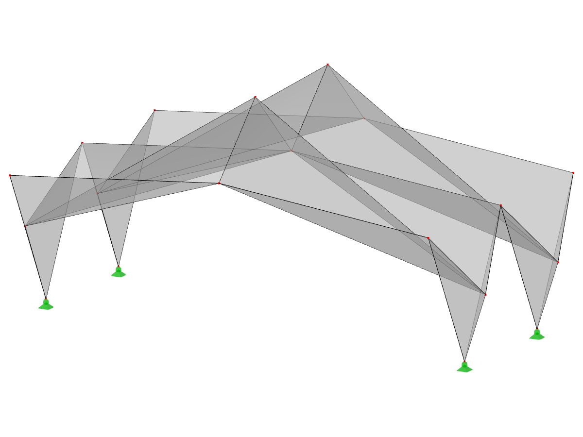 Numéro de modèle 545 | 034-FPL121 | Systèmes prismatiques à structure pliée. Système de structure linéaire composé de surfaces pliées. Cadre à deux articulations : Pliage crête-vallée