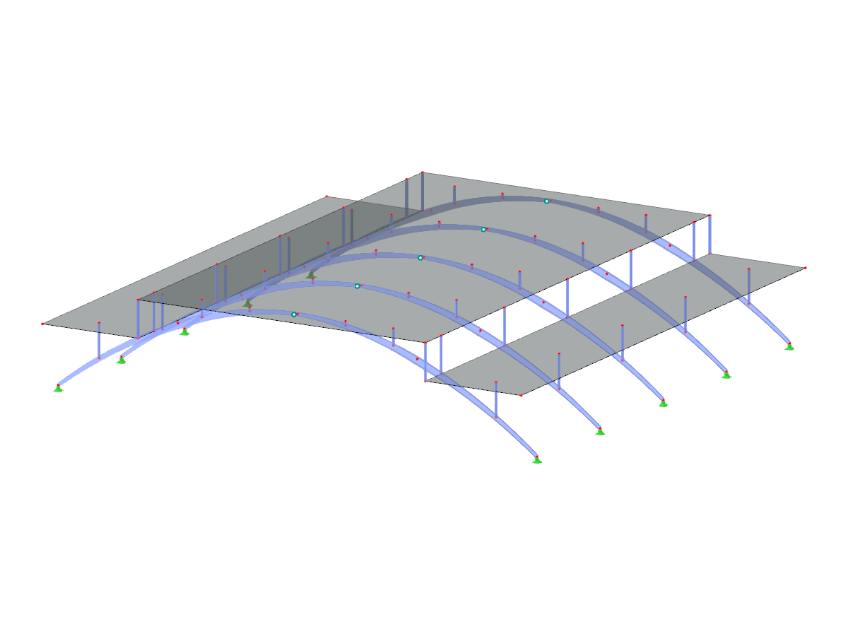 ID de modèle 3713 | AS004 | Structures en arc | Arcs paraboliques supportant une structure de toiture horizontale