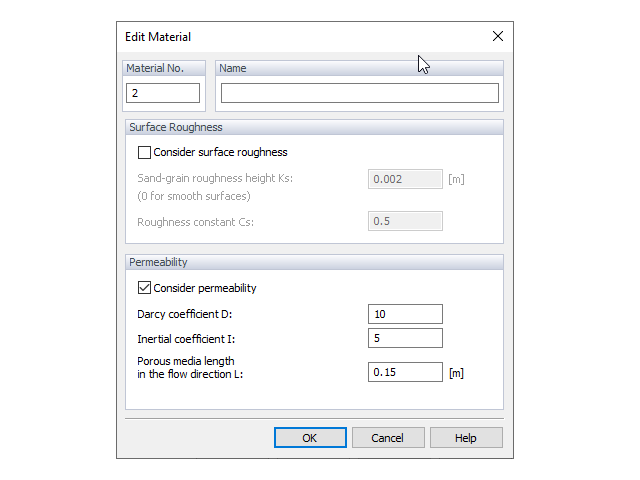 Paramètres de perméabilité dans RWIND