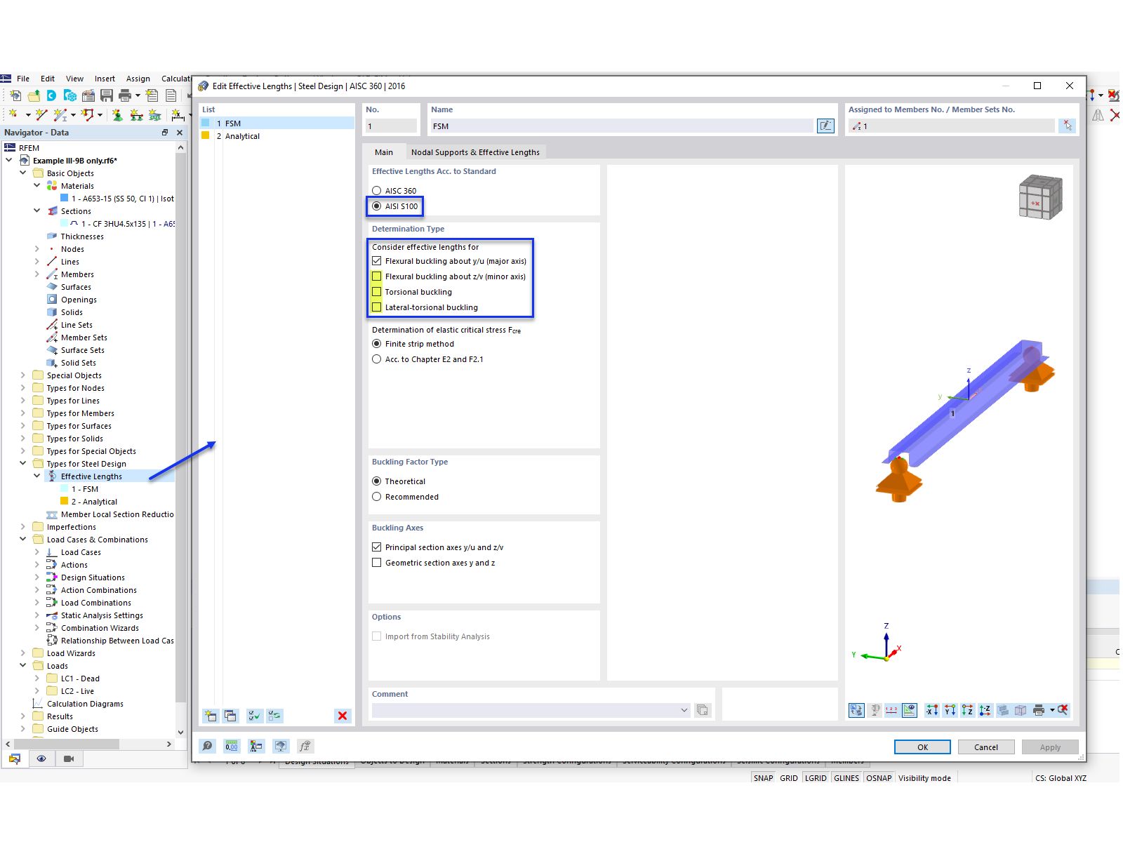 Ko 001809 | Vérification de l'acier AISI formé à froid dans RFEM 6