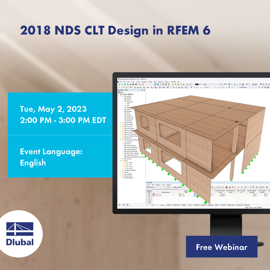 Vérification du CLT dans RFEM 6 selon la NDS 2018