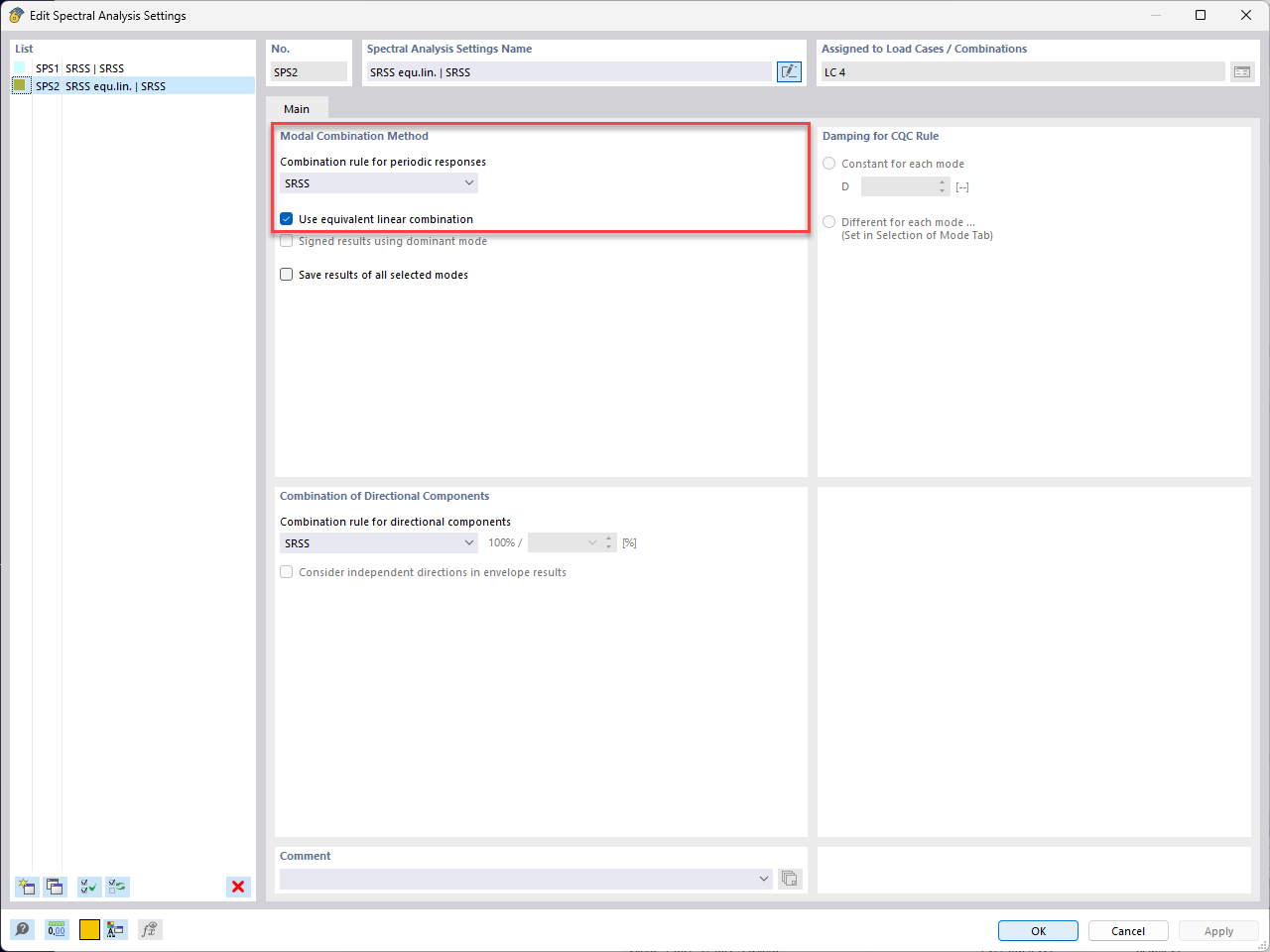 KB 001804 | Superposition des réponses modales dans l'analyse du spectre de réponse à l'aide de la combinaison linéaire équivalente dans RFEM 6 et RSTAB 9