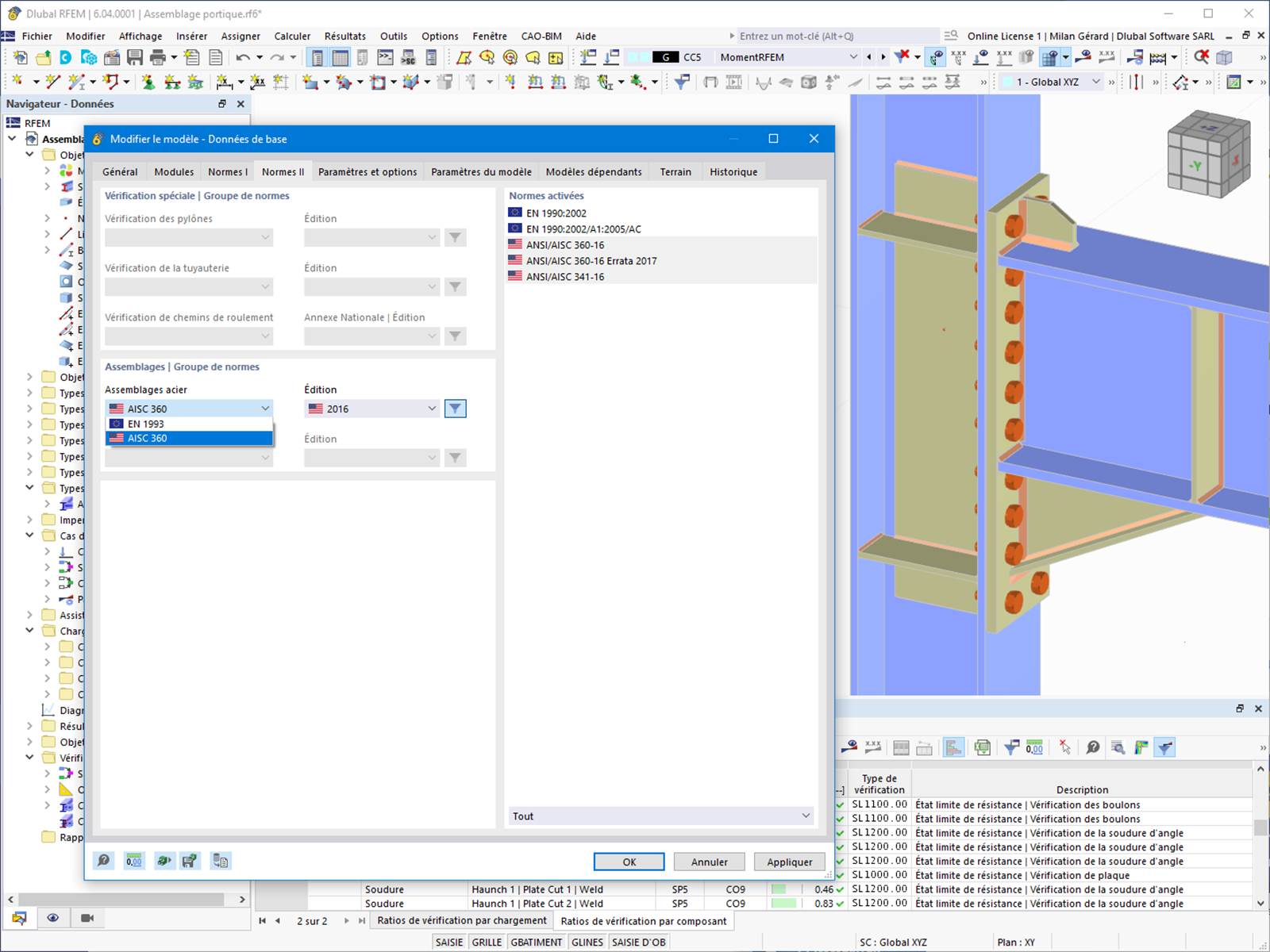 Fonctionnalité 002585 | Vérification des assemblages acier selon la norme américaine ANSI/AISC 360-16