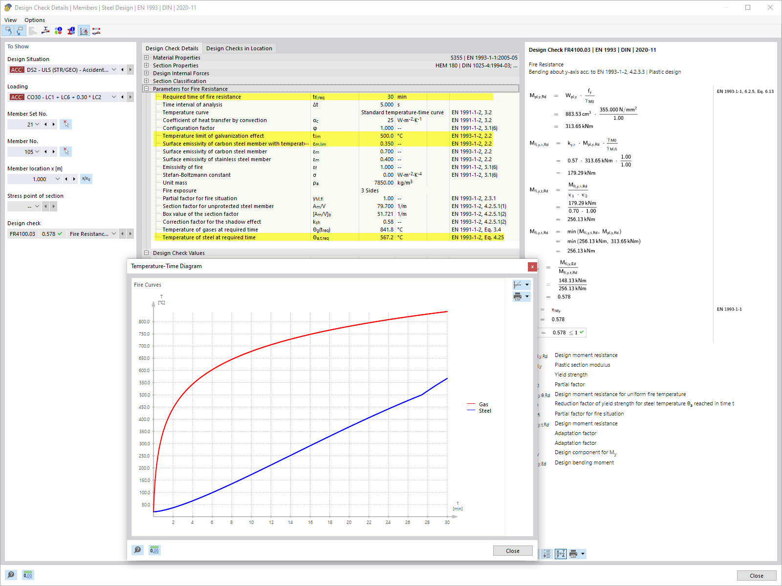 KB 001840 | Vérification de la résistance au feu des composants en acier avec galvanisation à chaud dans RFEM 6/RSTAB 9