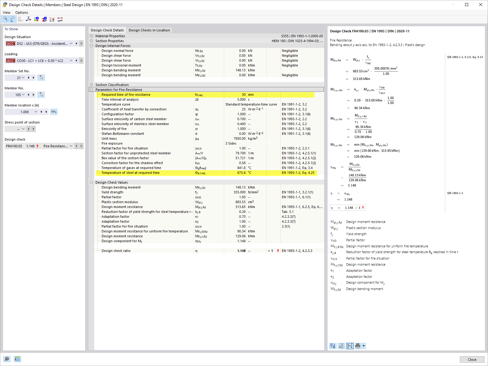 KB 001840 | Vérification de la résistance au feu des composants en acier avec galvanisation à chaud dans RFEM 6/RSTAB 9