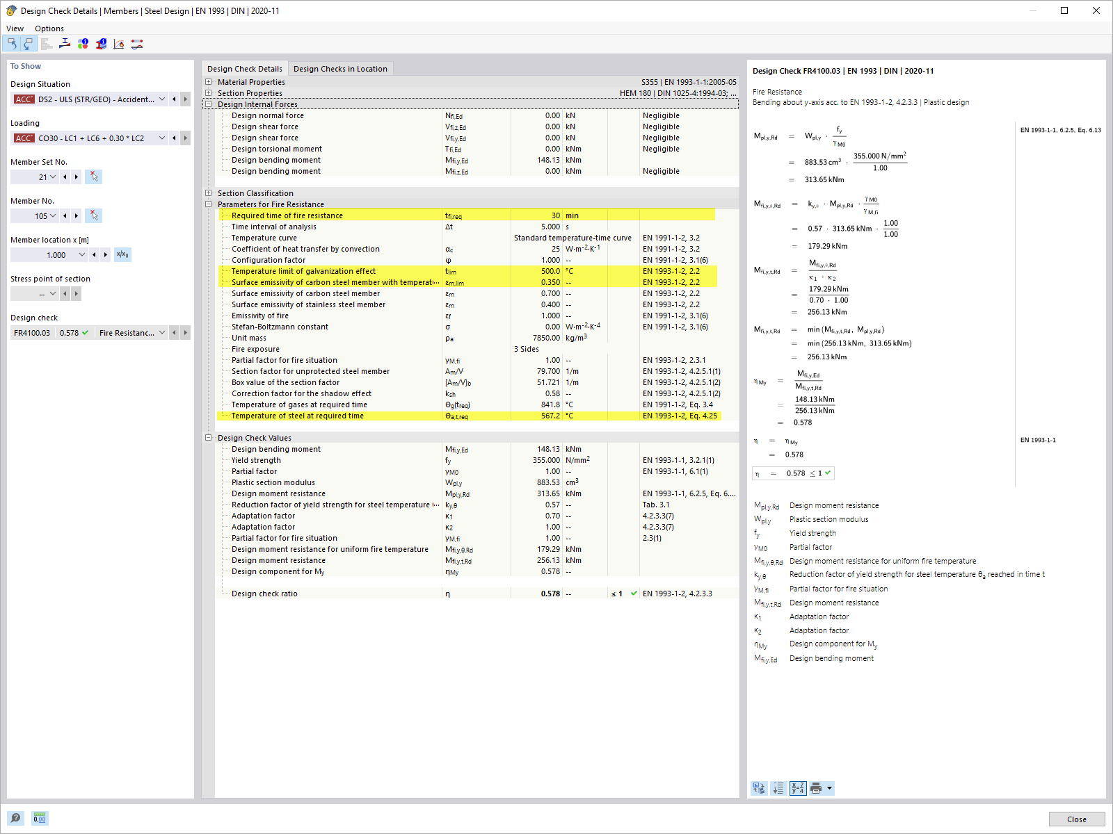 KB 001840 | Vérification de la résistance au feu des composants en acier avec galvanisation à chaud dans RFEM 6/RSTAB 9