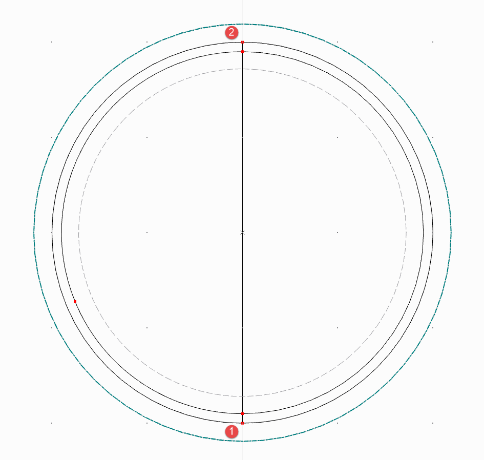 Ligne auxiliaire pour relier les cercles