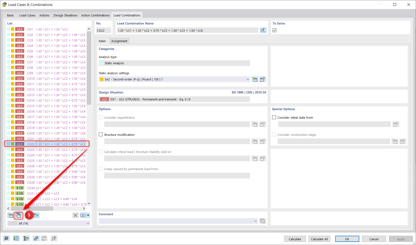 faq 005407 | Comment puis-je calculer un élément pour la/les combinaisons de charges sélectionnées uniquement, dans RFEM 6 ?