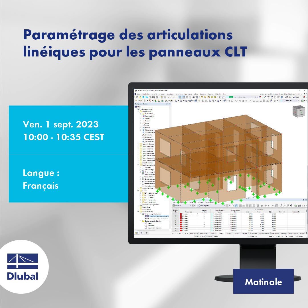 Paramétrage des articulations linéiques pour les panneaux CLT