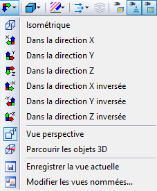 Menu de la barre d'outils Vue