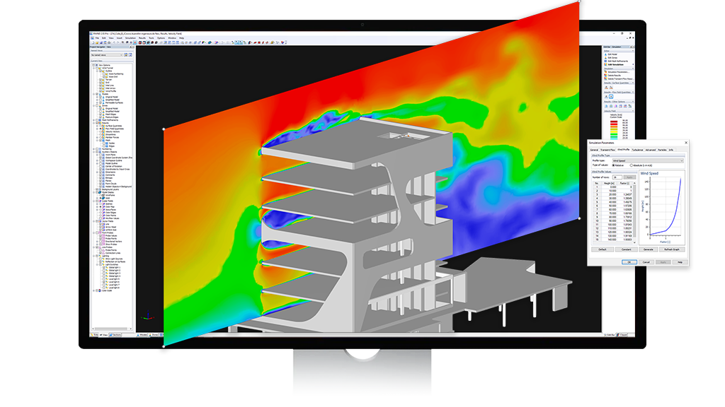 Modèle du bureau FC Campus | Utilisation de la soufflerie numérique pour la simulation numérique à Karlsruhe