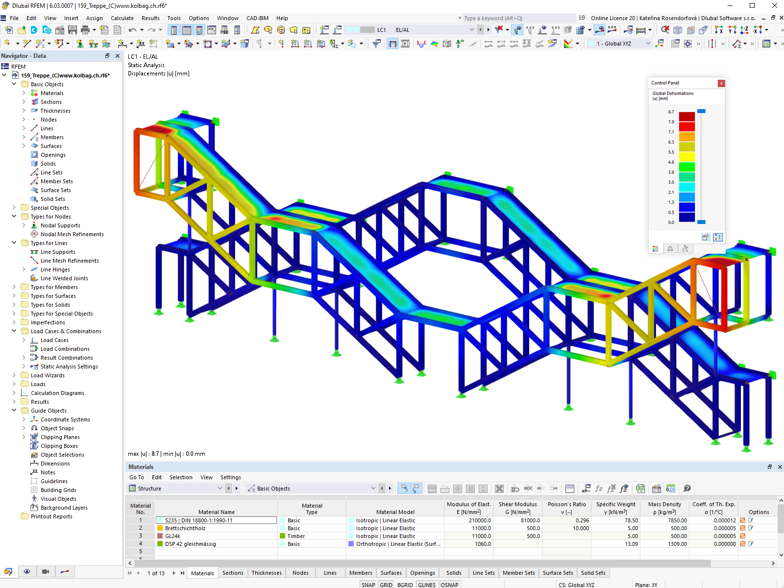 Déformations de structure en bois dans RFEM